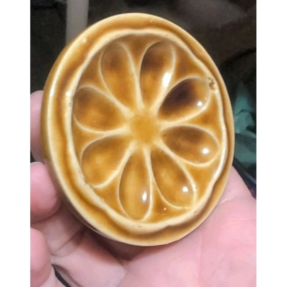 4 Vintage MCM 60s Brown Flower Ceramic Dresser Drawer Pull Kitchen Knobs 3